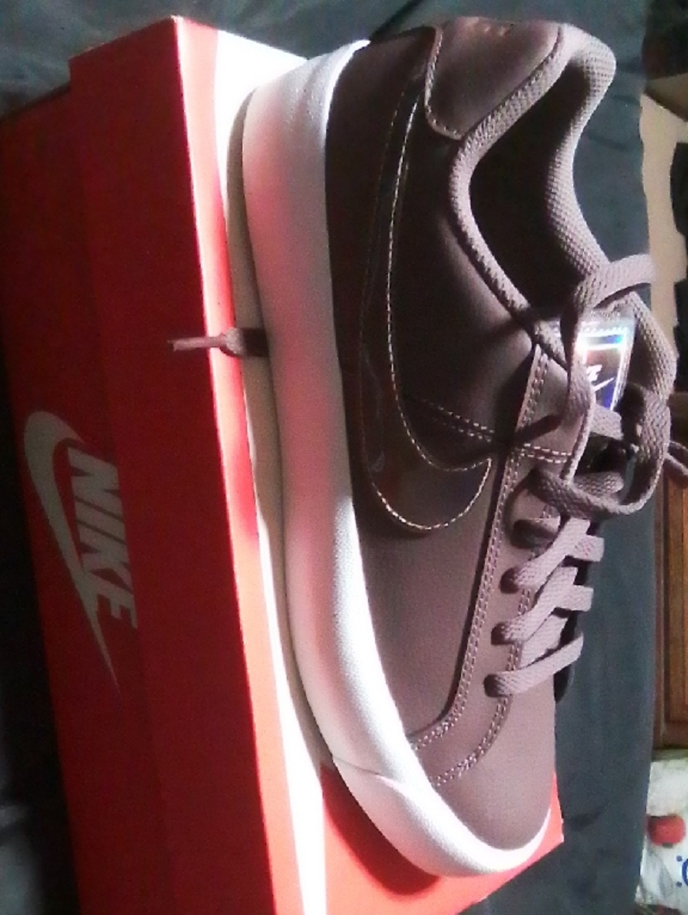Nikes Women Brown and White Low-Top Sneakers